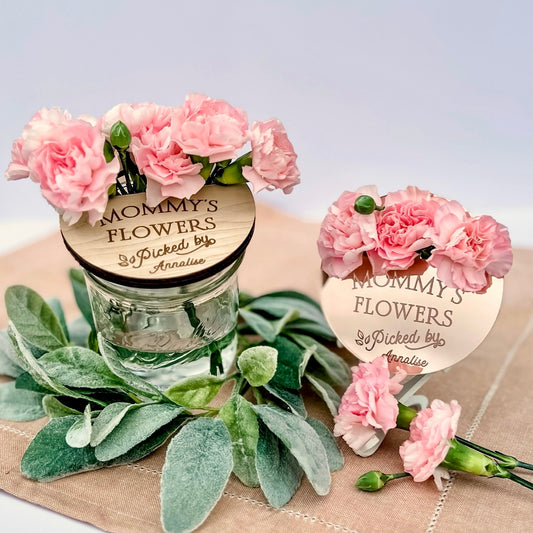 Personalized Flower Mason Jar Lid