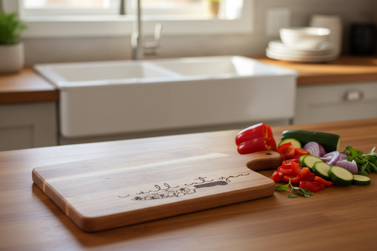 Acacia Wood Serving Board - I Will Cut You | Funny Table & Kitchen Decor