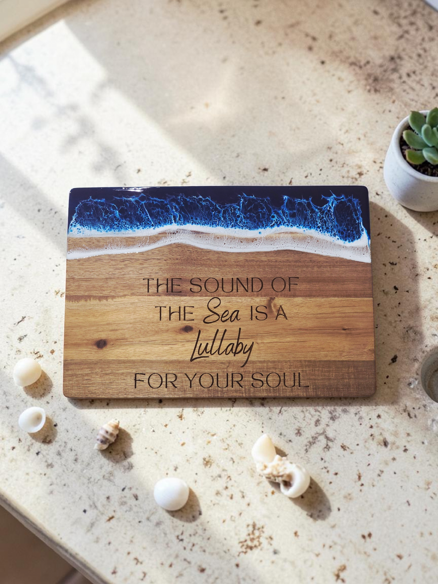 Acacia & Beach Blue Resin Serving Board | Customizable