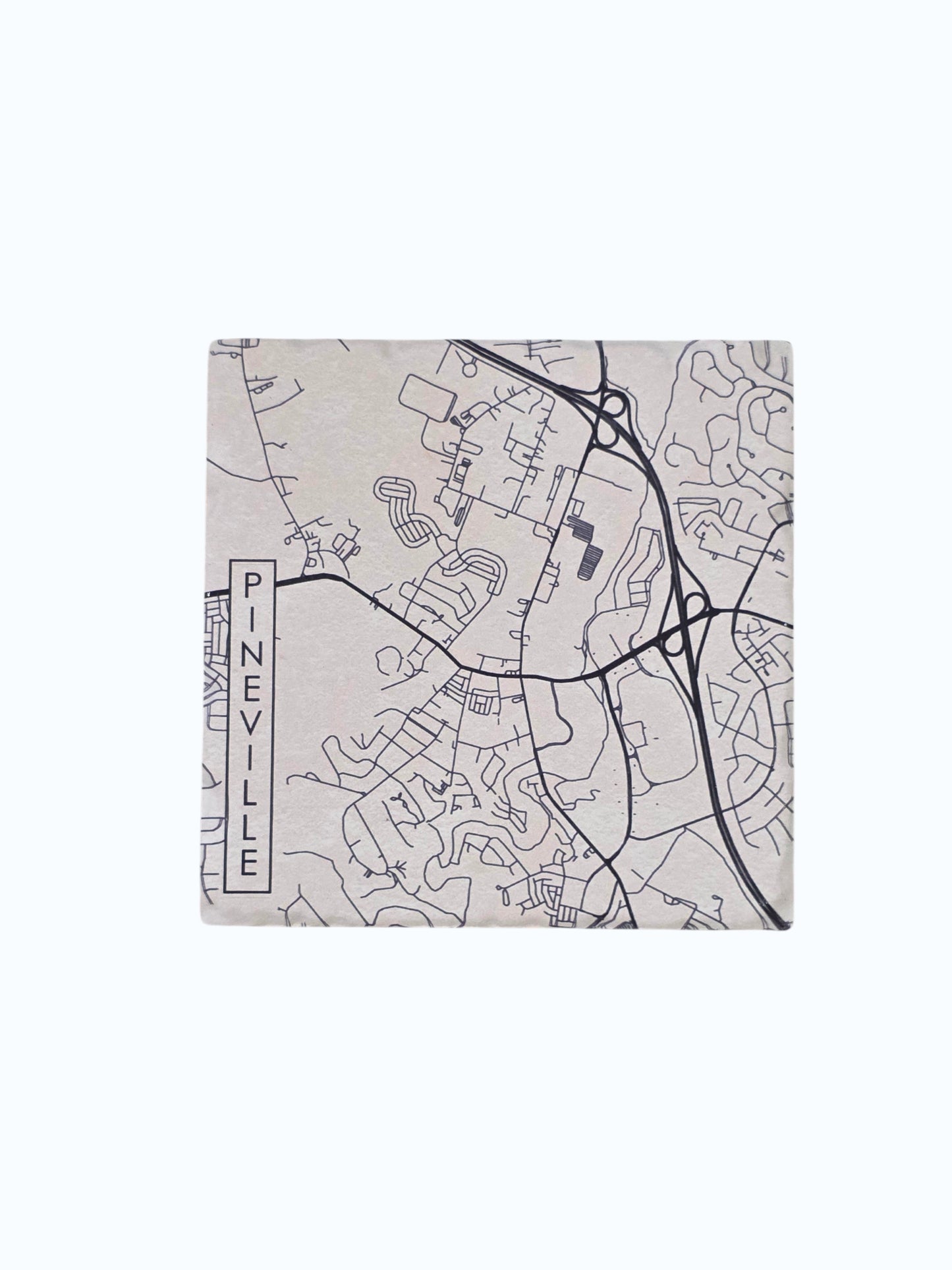 Ceramic Coaster -  Pineville NC City Street Map | Table Decor