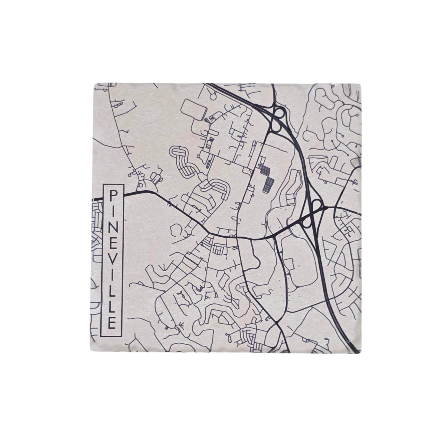 Ceramic Coaster -  Pineville NC City Street Map | Table Decor
