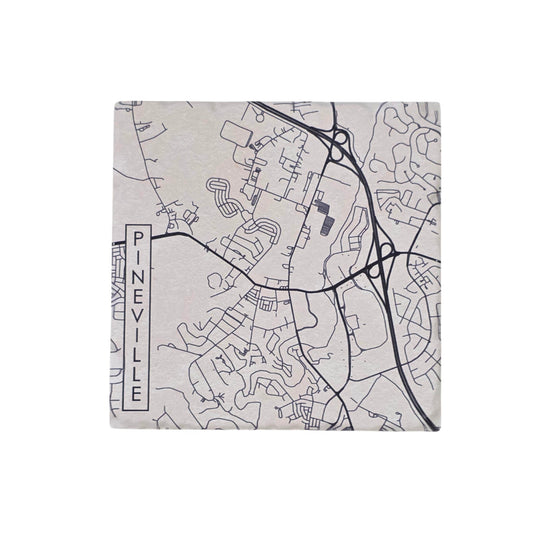 Ceramic Coaster -  Pineville NC City Street Map | Table Decor