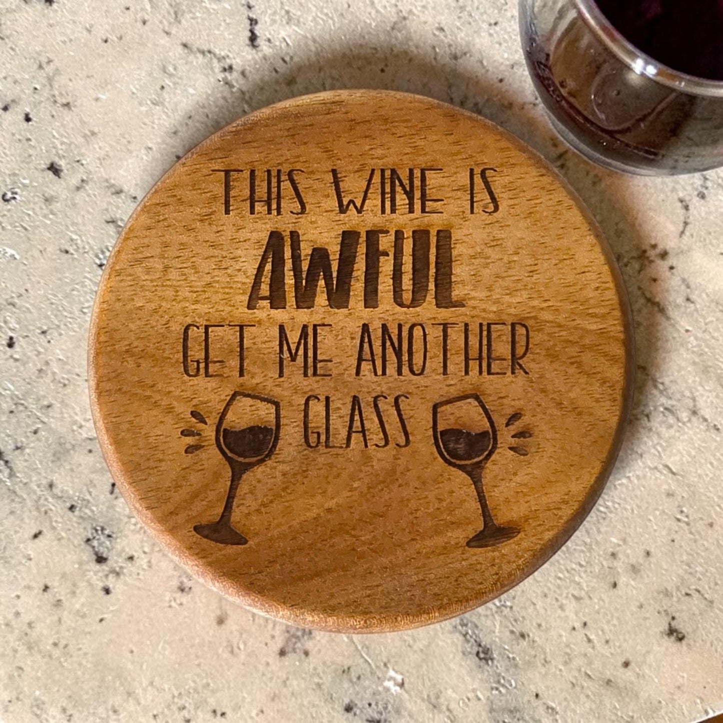 Wood Coaster - This Wine is Awful | Funny Table Decor - Acacia