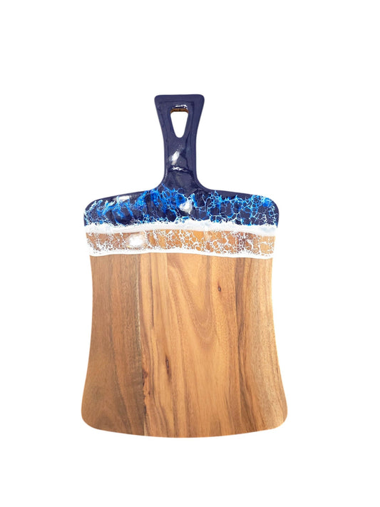 Acacia & Beach Blue Resin Ocean Serving Board with Handle | Customizable