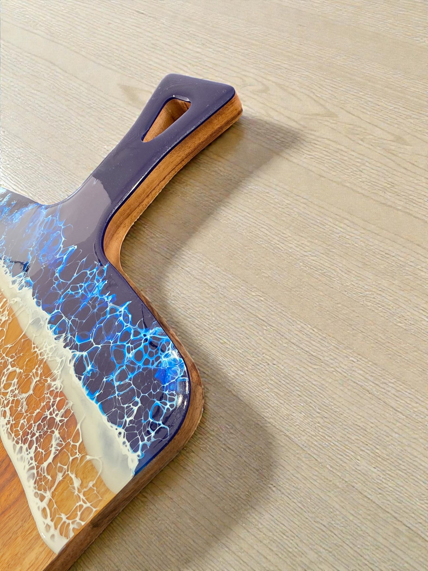 Acacia & Beach Blue Resin Ocean Serving Board with Handle | Customizable