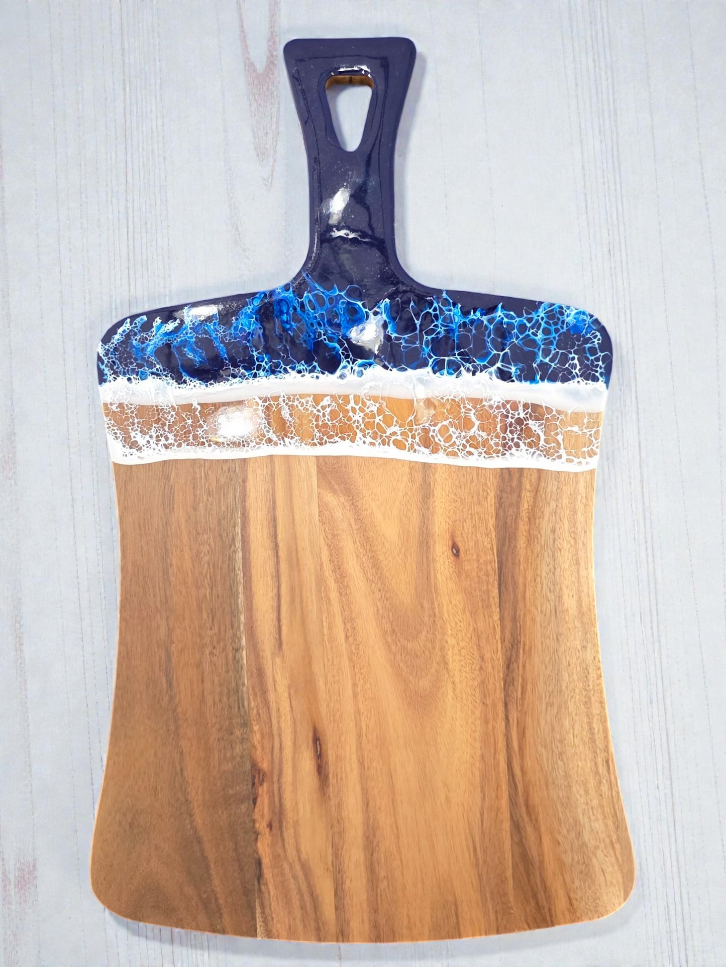 Acacia & Beach Blue Resin Ocean Serving Board with Handle | Customizable