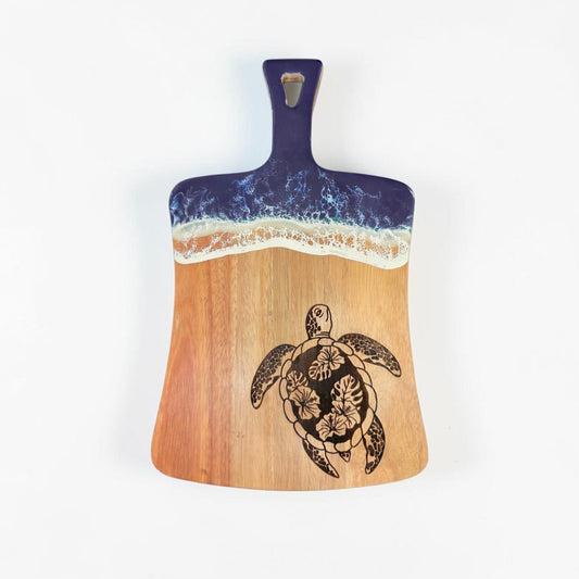 Acacia + Blue Resin Ocean Resin Serving Board | Sea Turtle