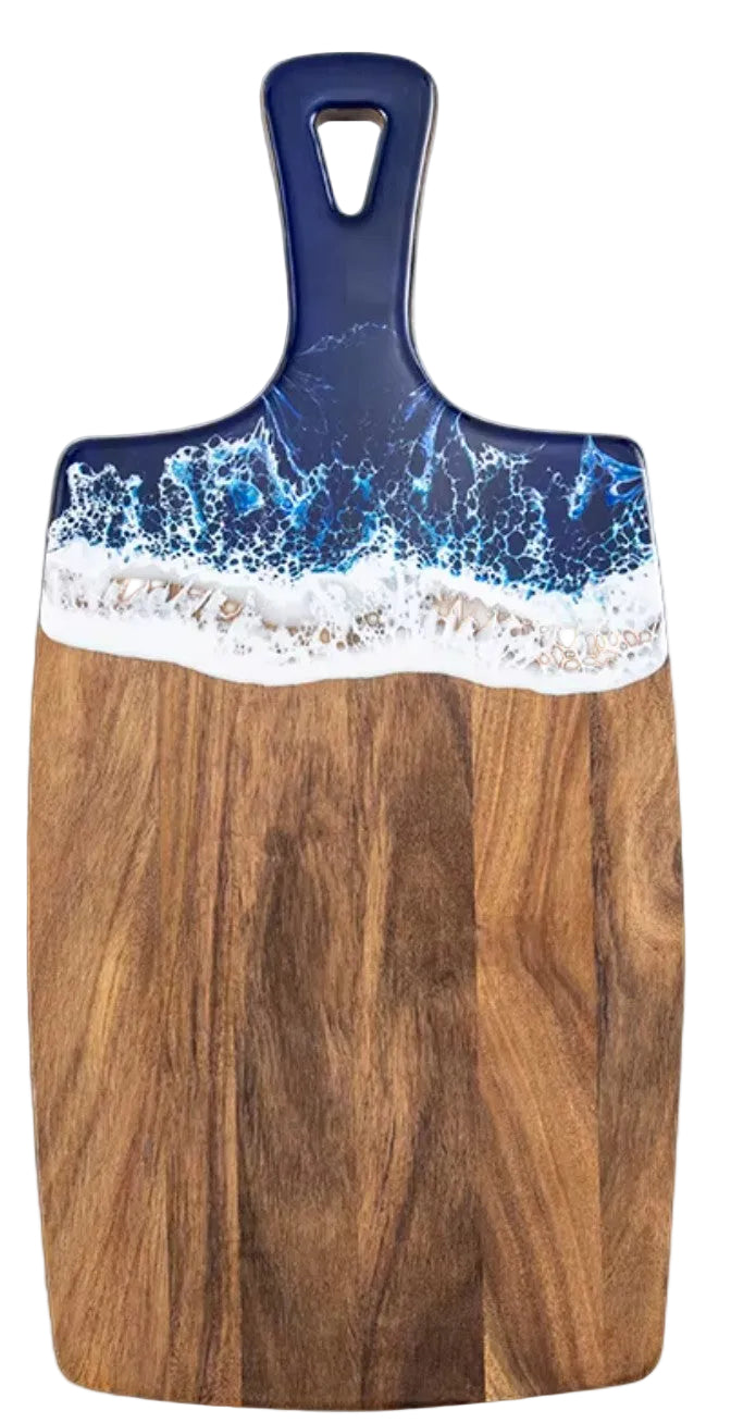 Acacia & Beach Blue Resin Ocean Serving Board with Handle | Customizable