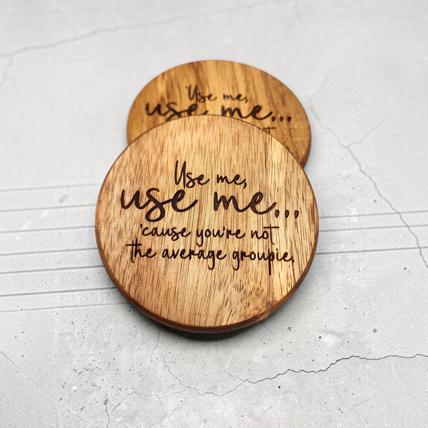 Wood Coaster - Use Me Use Me | Funny Table Decor - Acacia