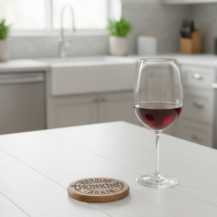 Wood Coaster - Warning The Moms Are Drinking Again | Funny Table Decor - Acacia