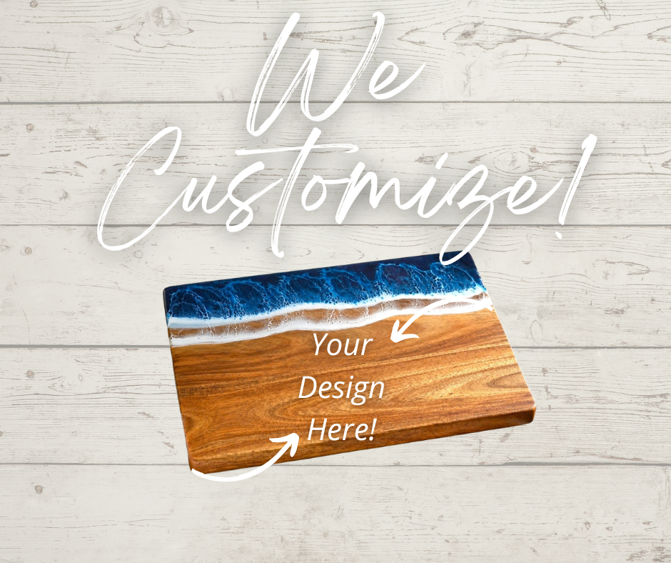 Acacia & Beach Blue Resin Serving Board | Customizable