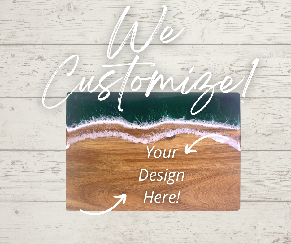Acacia & Beach Green Resin Serving Board | Customizable