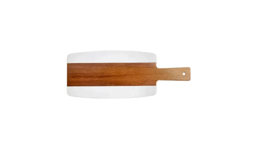 Acacia & Marble Serving Board | White 11.25in x 6in | Customizable