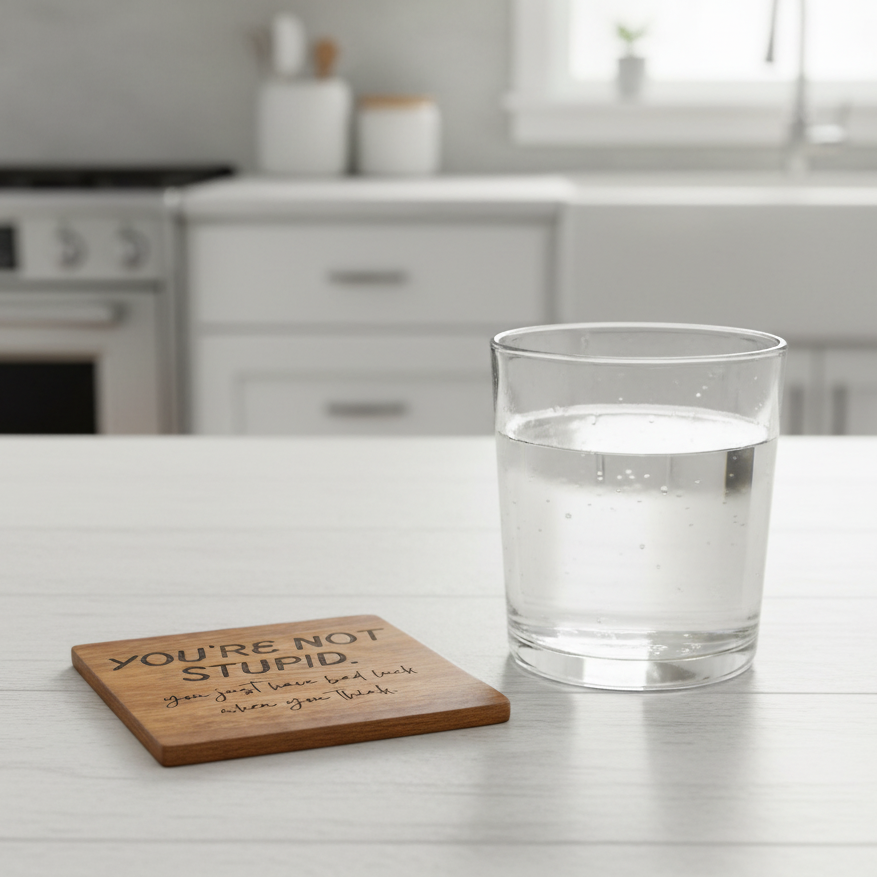 Wood Coaster - You're Not Stupid You Just Have Bad Luck When You Think | Funny Table Decor - Acacia