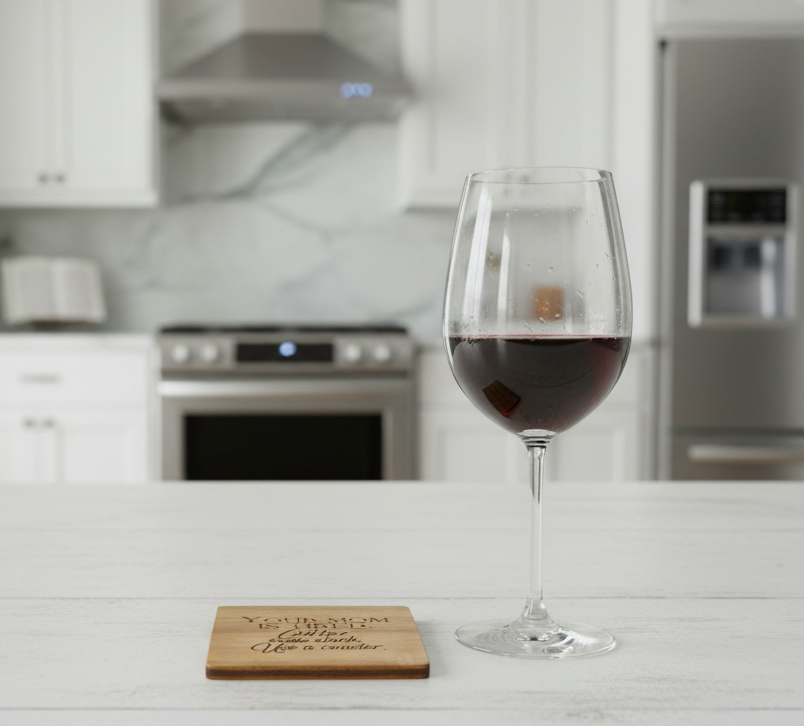 Wood Coaster - Your Mom Is Tired. Cut Her Some Slack. Use A Coaster| Funny Table Decor - Acacia