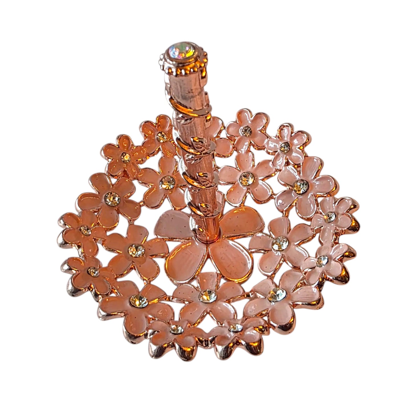 Floral Ring Holder Dish – Decorative Jewelry & Ring Dish with Rhinestone Accents