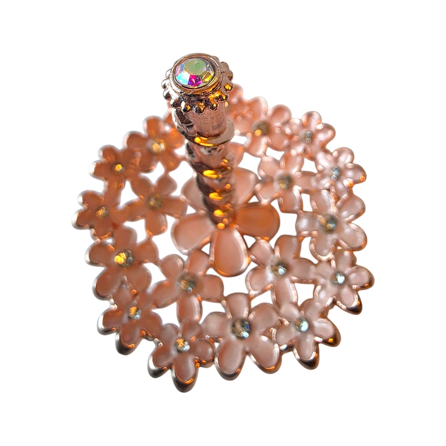 Floral Ring Holder Dish – Decorative Jewelry & Ring Dish with Rhinestone Accents