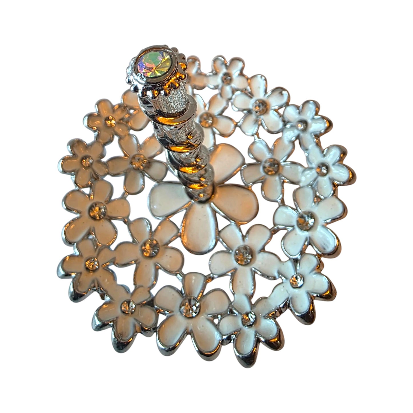 Floral Ring Holder Dish – Decorative Jewelry & Ring Dish with Rhinestone Accents